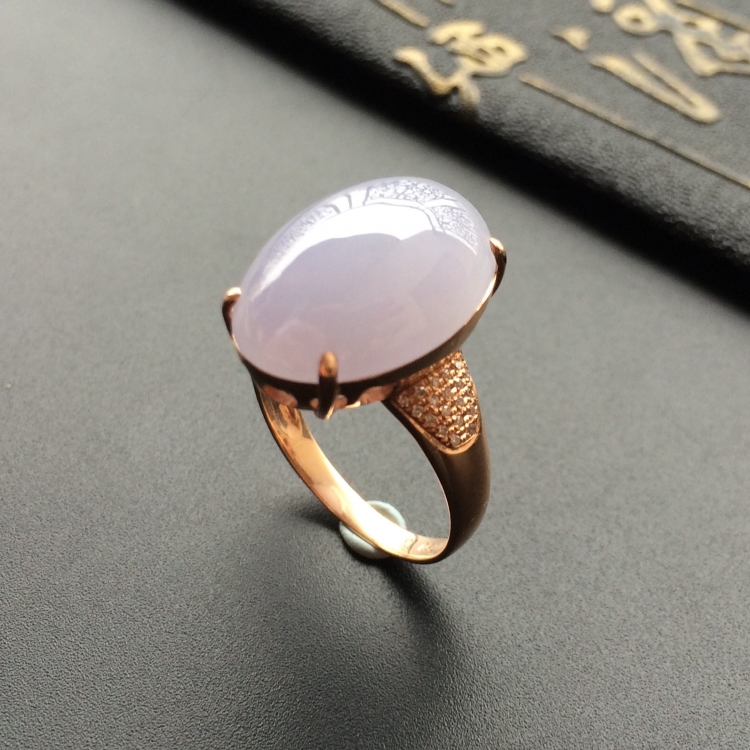 (超值推荐)糯冰种紫罗兰镶玫瑰金钻石戒指