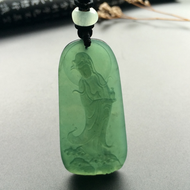 （超值推荐）糯冰种蓝水站观音挂件