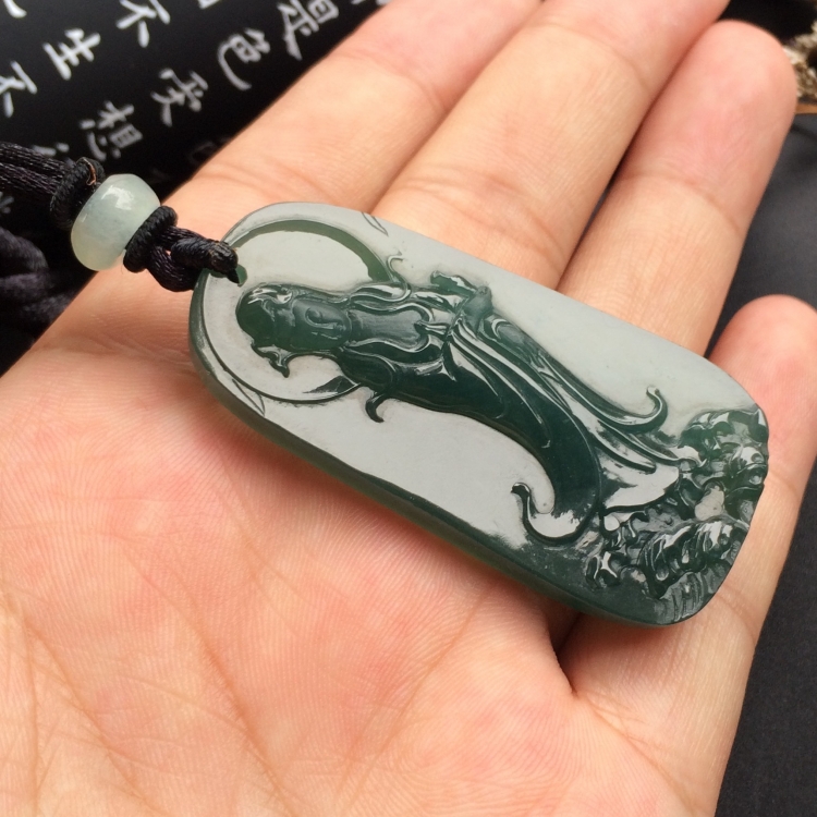 （超值推荐）糯冰种蓝水站观音挂件