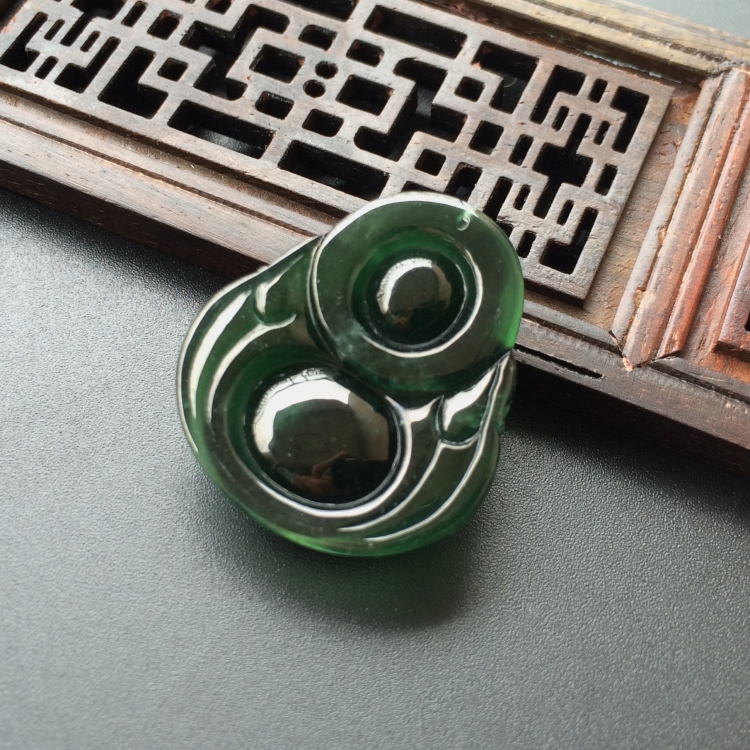 (超值推荐)冰种墨绿玉佛挂件