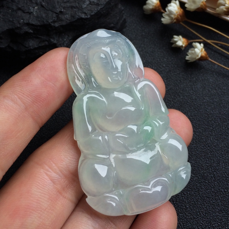 （超值推荐）冰种飘花观音挂件