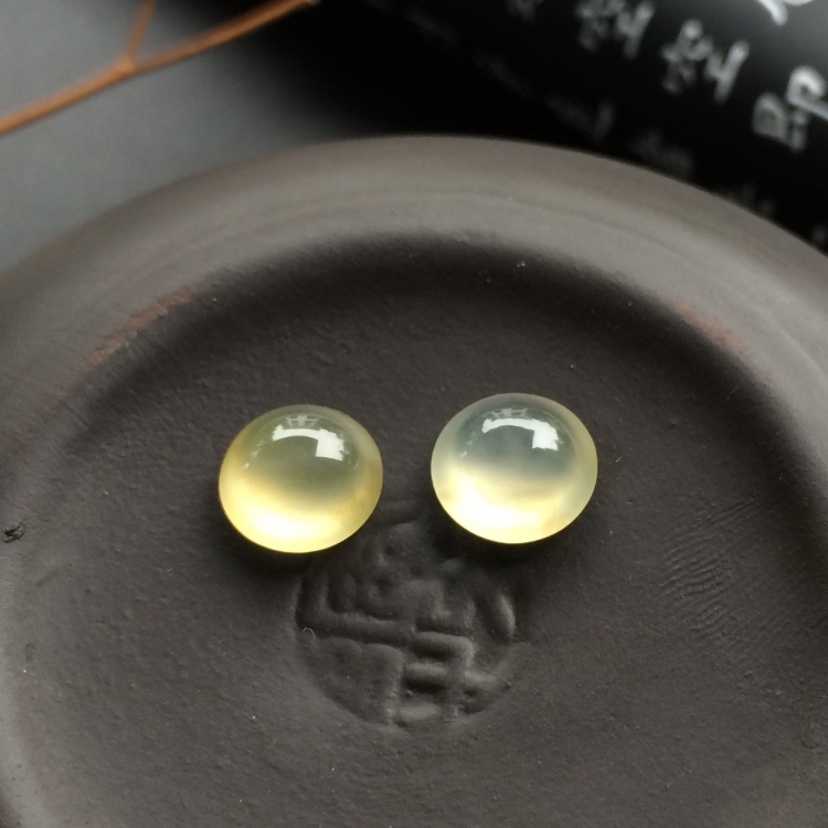 （超值推荐）冰种黄翡戒面/耳钉面