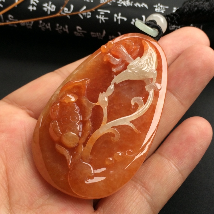 （超值推荐）糯冰种红黄翡满载而归挂件