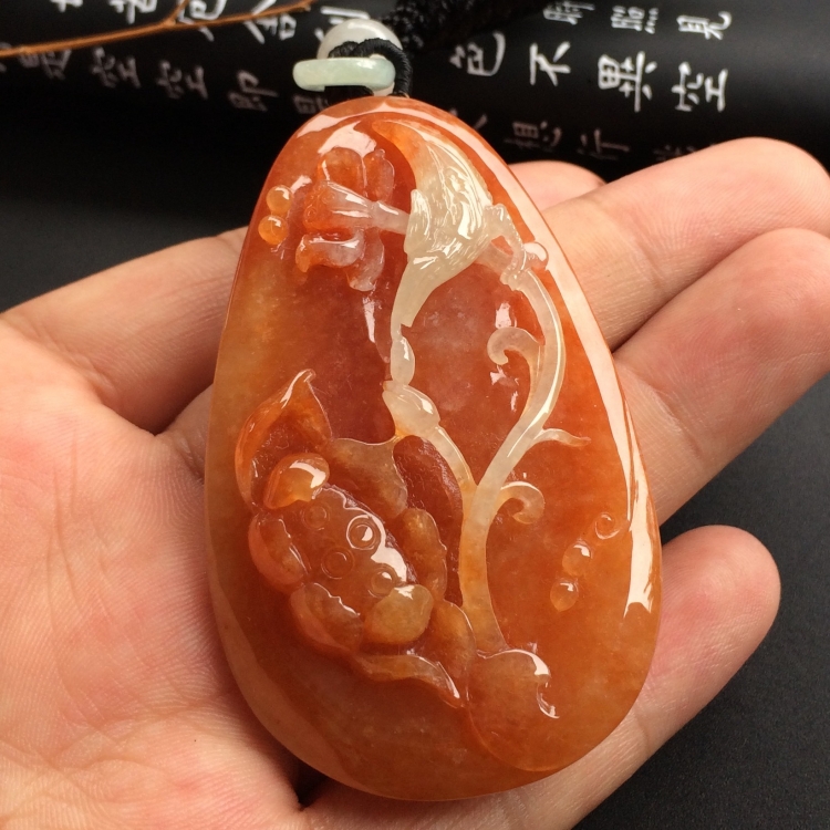 （超值推荐）糯冰种红黄翡满载而归挂件
