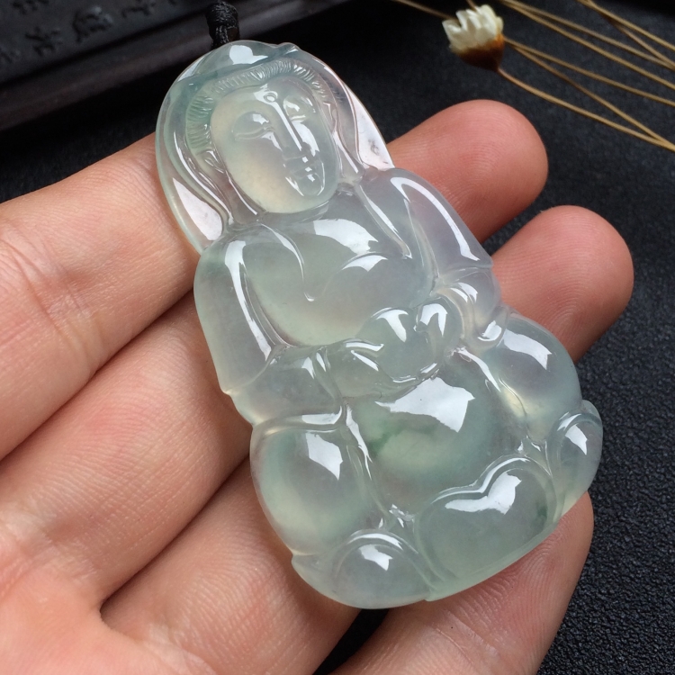 （超值推荐）冰种略飘花观音挂件