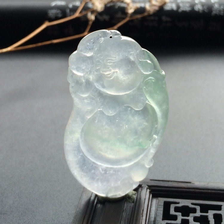 （超值推荐）冰玻种淡晴水逍遥佛挂件