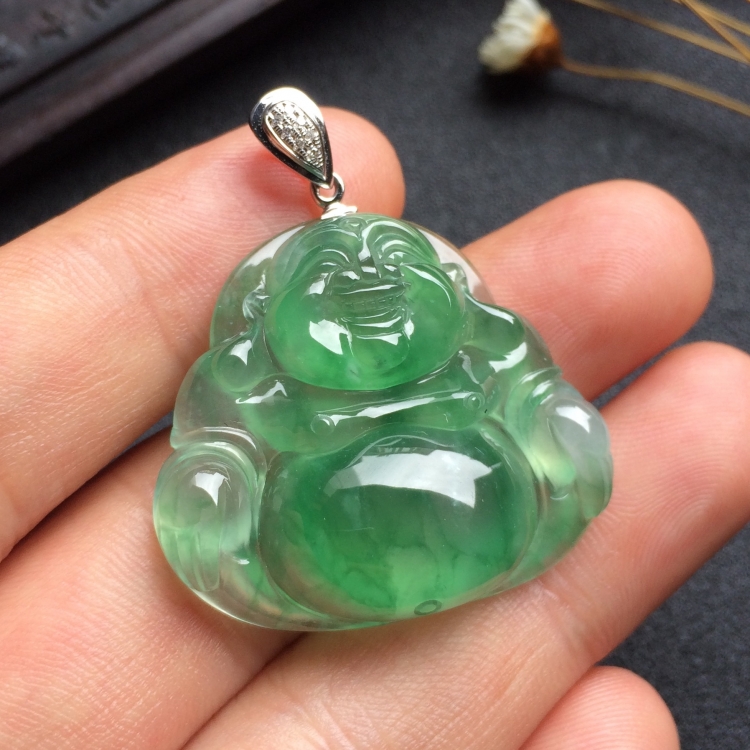 （超值推荐）冰种飘花玉佛挂件