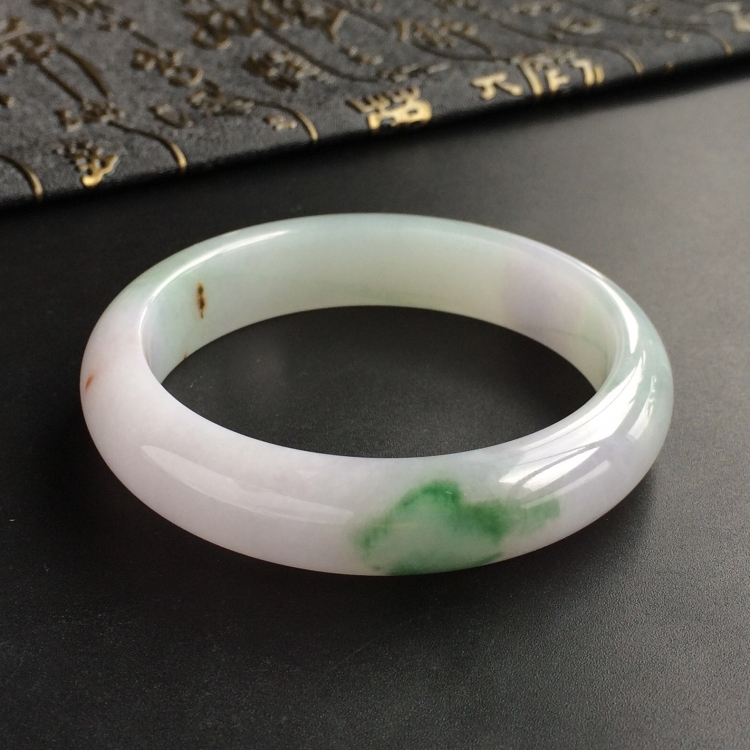 (超值推荐)糯冰种淡紫罗兰略飘花手镯(57.3mm)