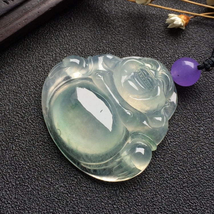 （超值推荐）冰种略飘花玉佛挂件