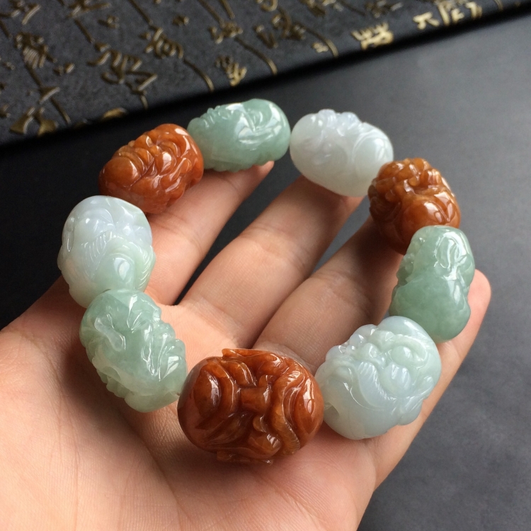 (超值推荐)糯冰种晴水/红翡罗汉头手链