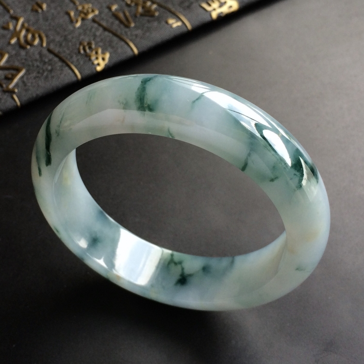 (超值推荐)糯冰种飘花手镯(57.5mm)