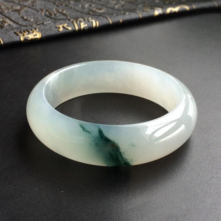 (超值推荐)糯冰种飘花手镯(56mm)
