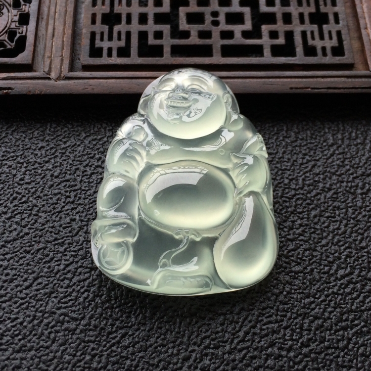 (超值推荐)冰玻种淡晴水布袋佛挂件
