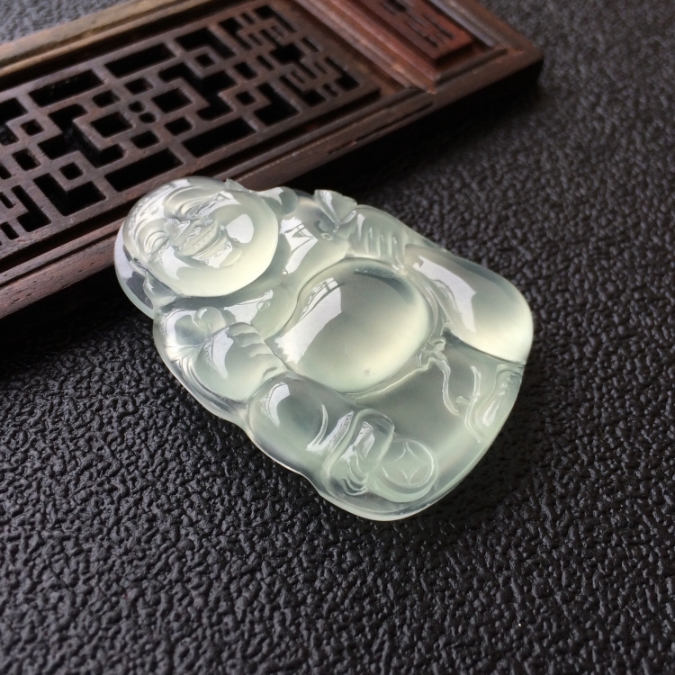 (超值推荐)冰玻种淡晴水布袋佛挂件