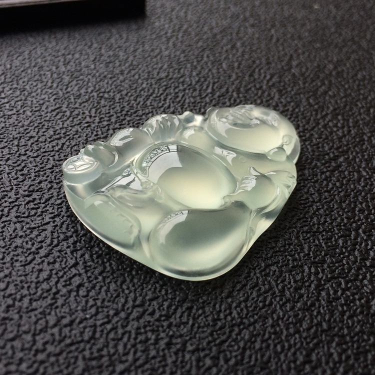 (超值推荐)冰玻种淡晴水布袋佛挂件