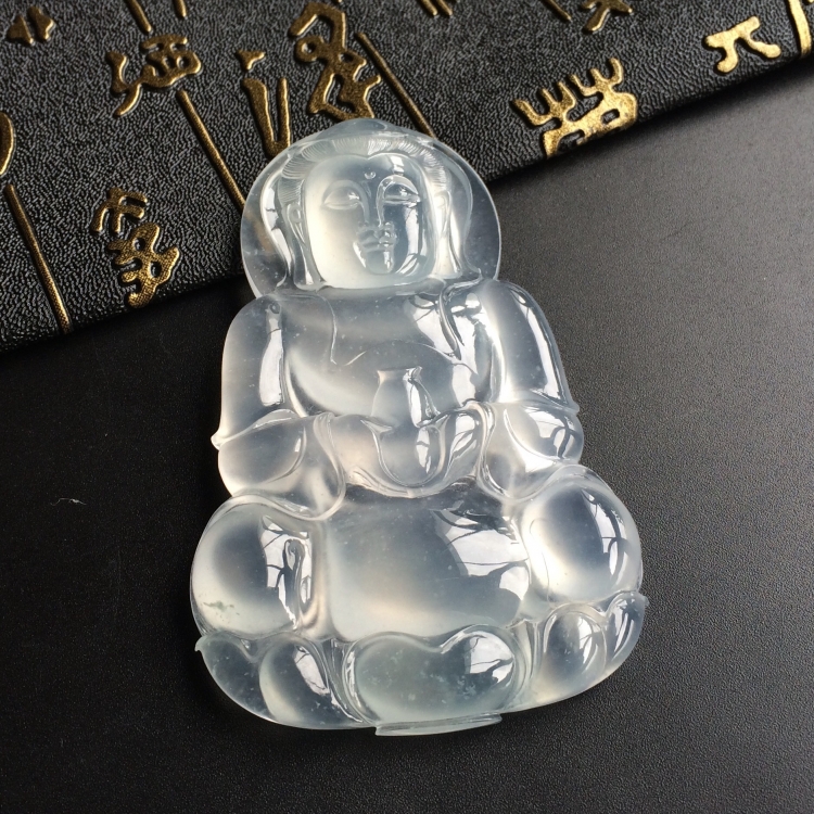 (超值推荐)冰玻种淡晴水观音挂件
