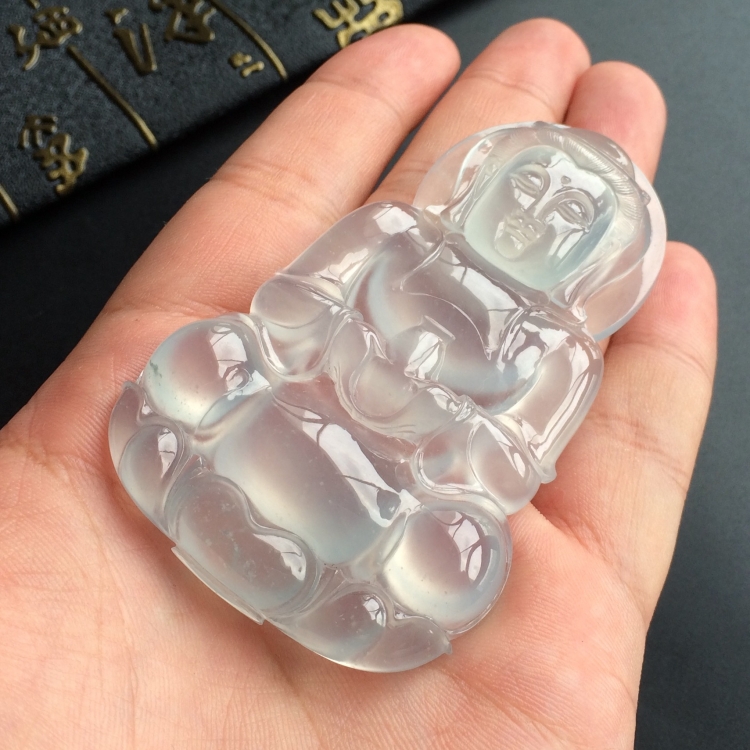(超值推荐)冰玻种淡晴水观音挂件