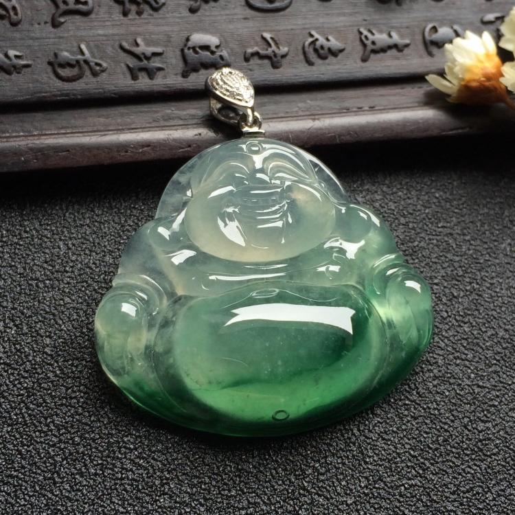 （超值推荐）冰种飘花玉佛挂件
