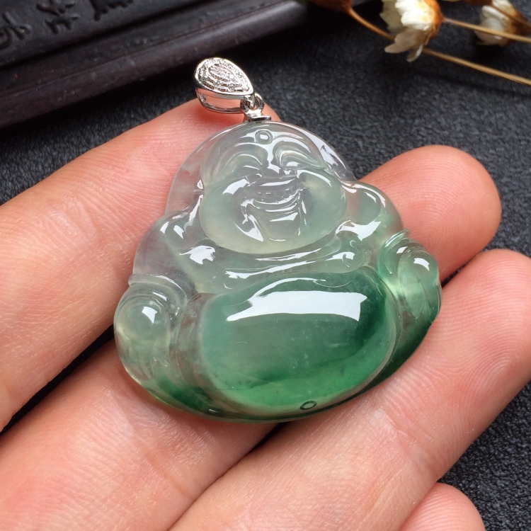 （超值推荐）冰种飘花玉佛挂件