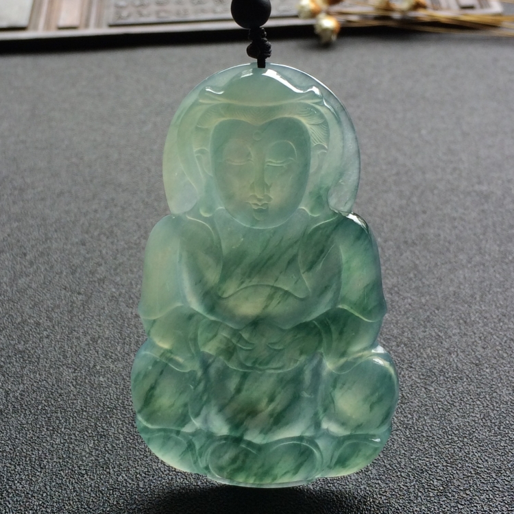 （超值推荐）糯冰种飘花观音挂件