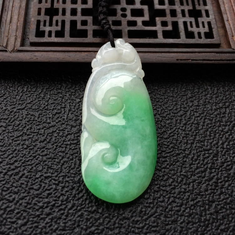 (超值推荐)糯冰种飘翠如意挂件