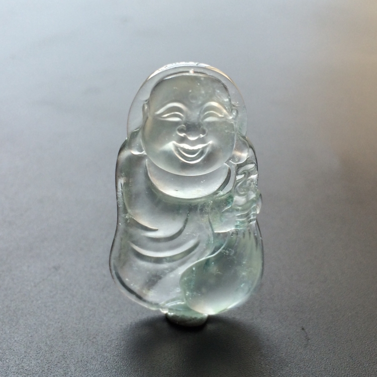 (超值推荐)玻璃种略飘花布袋佛挂件
