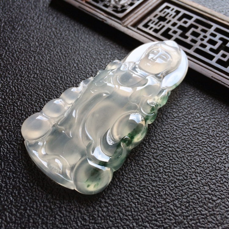 (超值推荐)冰种飘花站观音挂件