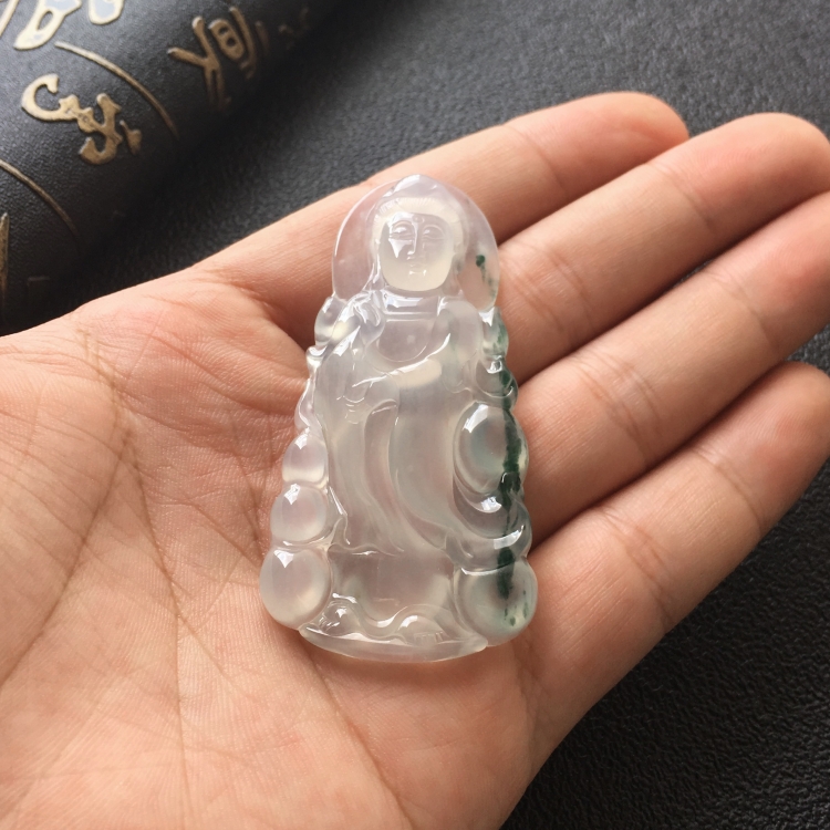 (超值推荐)冰种飘花站观音挂件
