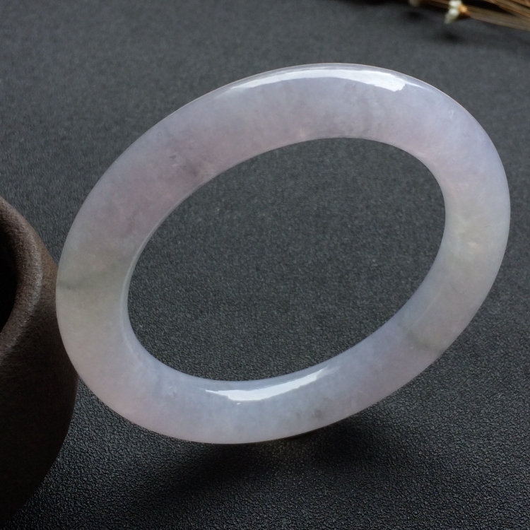 （超值推荐）糯冰种淡紫罗兰圆条手镯（58.5mm）