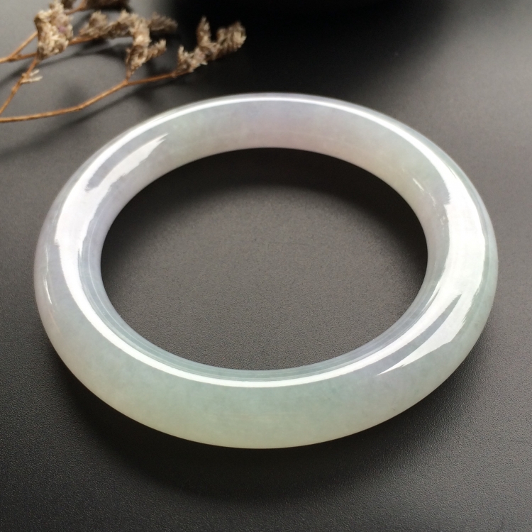 （超值推荐）糯冰种晴水淡紫罗兰圆条手镯（54.6mm）
