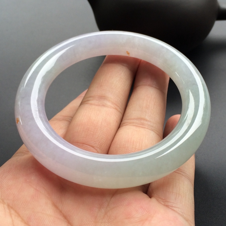 （超值推荐）糯冰种晴水淡紫罗兰圆条手镯（55.5mm）