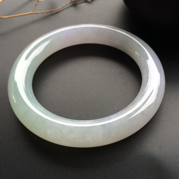 （超值推荐）糯冰种晴水淡紫罗兰圆条手镯（55.5mm）