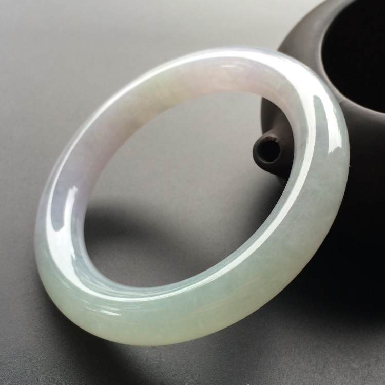 （超值推荐）糯冰种晴水淡紫罗兰圆条手镯（55.5mm）
