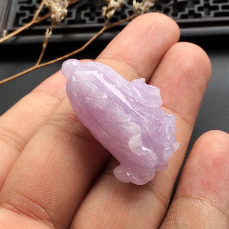（超值推荐）糯冰种紫罗兰白菜挂件