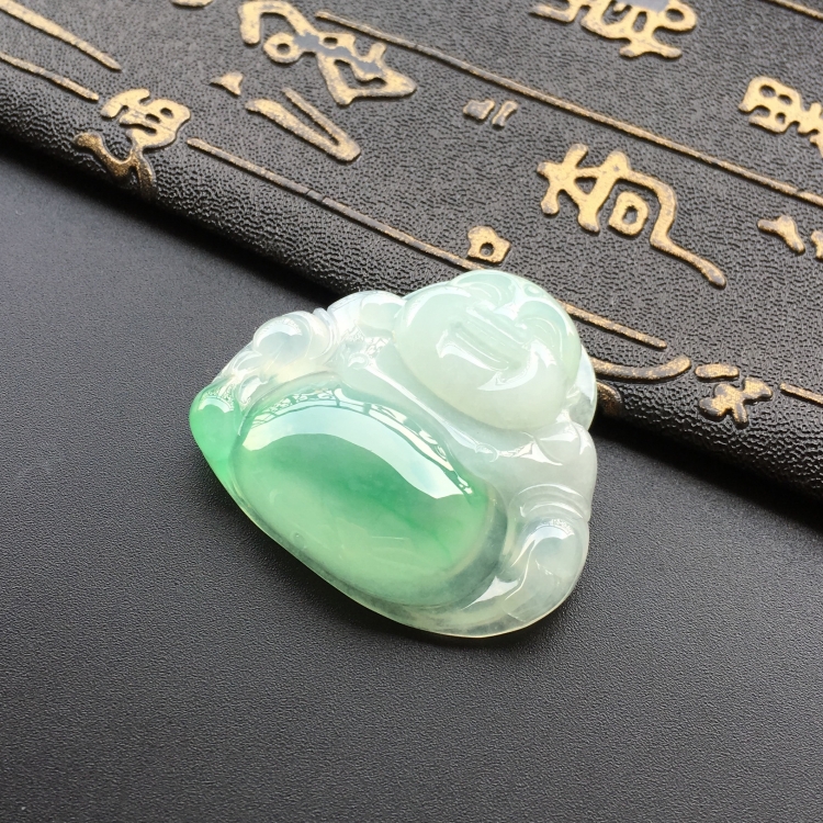 (超值推荐)糯冰种飘翠玉佛挂件