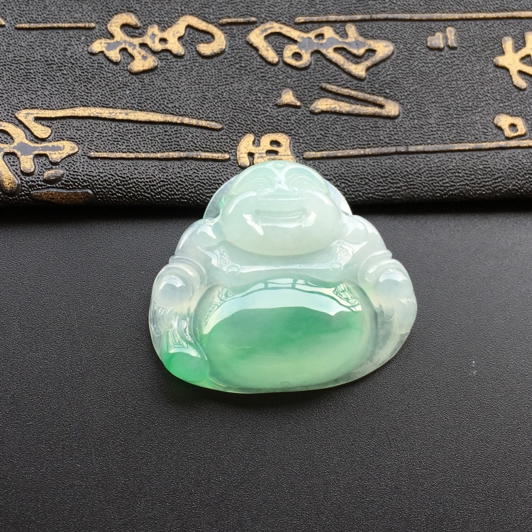 (超值推荐)糯冰种飘翠玉佛挂件