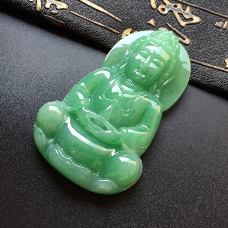 (超值推荐)糯冰种豆色观音挂件