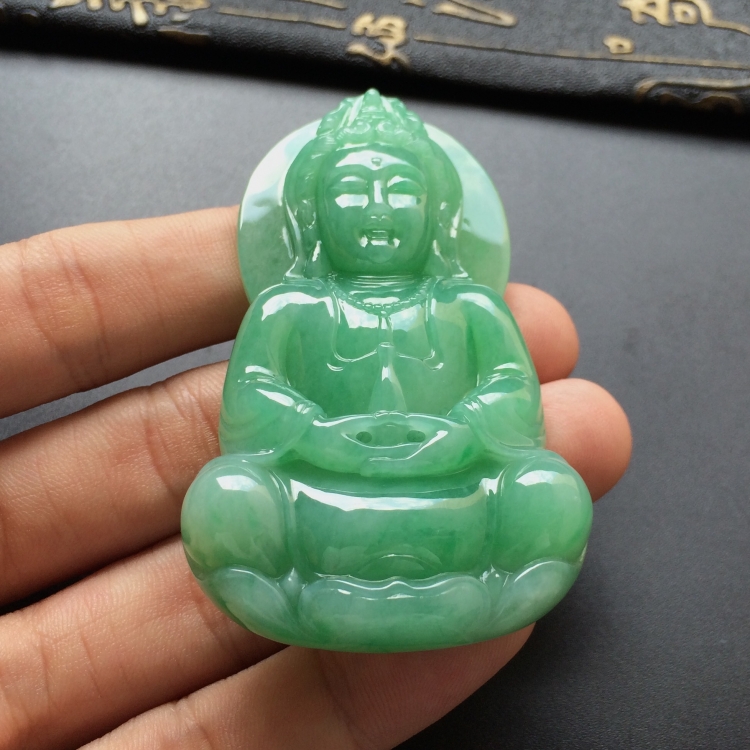 (超值推荐)糯冰种豆色观音挂件