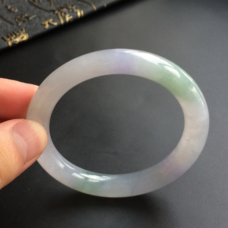 (超值推荐)糯冰种紫罗兰晴水圆条手镯(52.7mm)