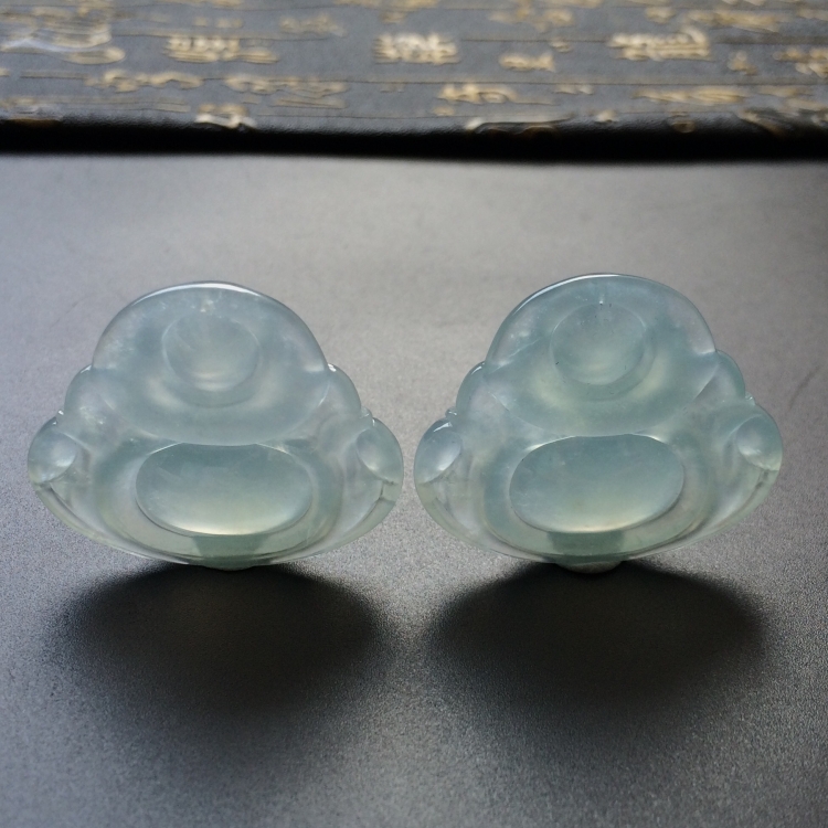 (超值推荐)冰种淡晴水玉佛挂件一对走