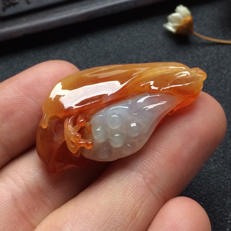 （超值推荐）糯冰种褐黄翡一品清廉挂件