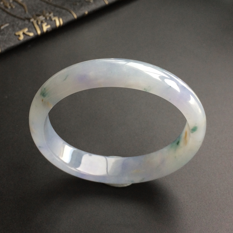 (超值推荐)糯冰种紫罗兰飘花贵妃镯(52.4mm-45.7mm)