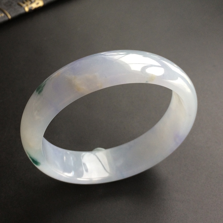 (超值推荐)糯冰种紫罗兰飘花贵妃镯(55.4mm-48.5mm)