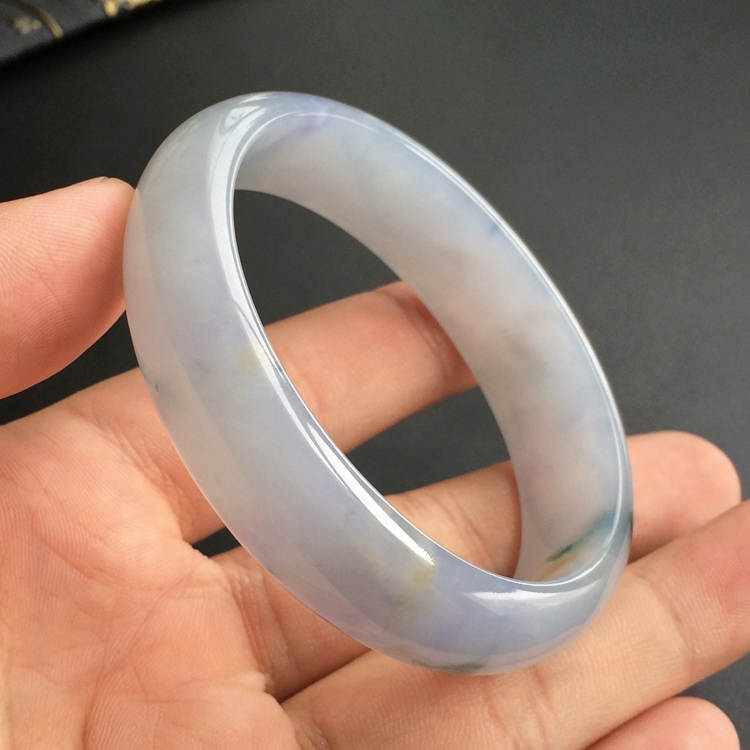 (超值推荐)糯冰种紫罗兰飘花贵妃镯(55.4mm-48.5mm)