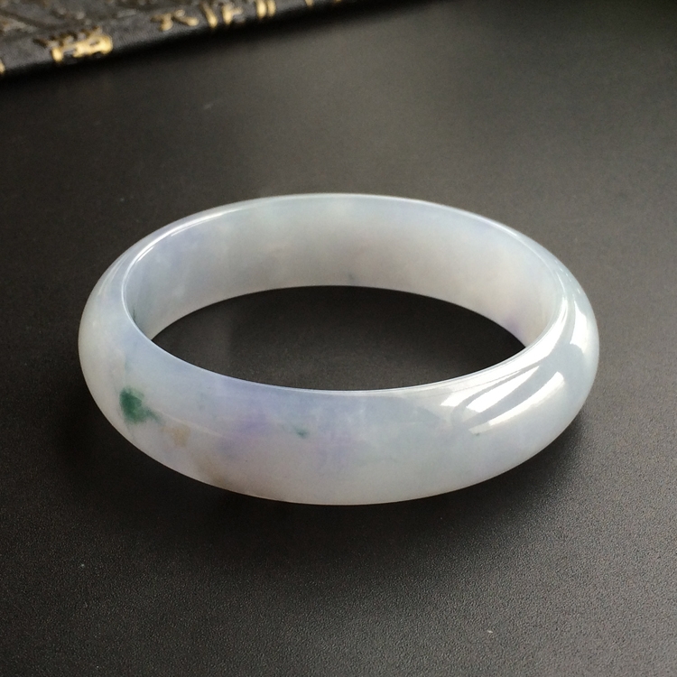 (超值推荐)糯冰种紫罗兰飘花贵妃镯(55.4mm-48.5mm)
