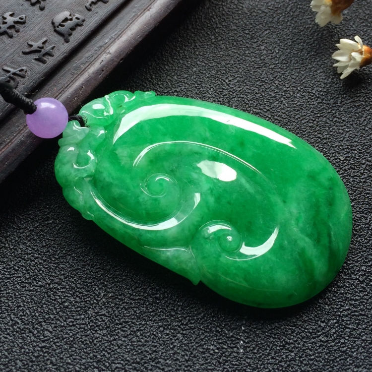 （超值推荐）糯冰种阳绿如意挂件