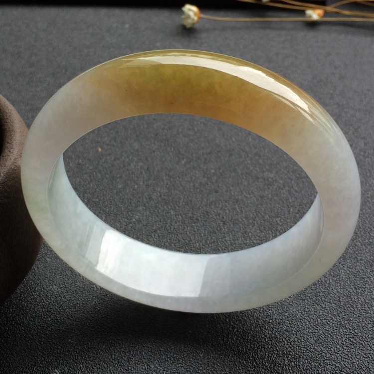 （超值推荐）糯冰种褐黄翡手镯一对（57.8mm、60mm）
