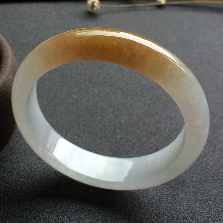 （超值推荐）糯冰种褐黄翡手镯一对（57.8mm、60mm）