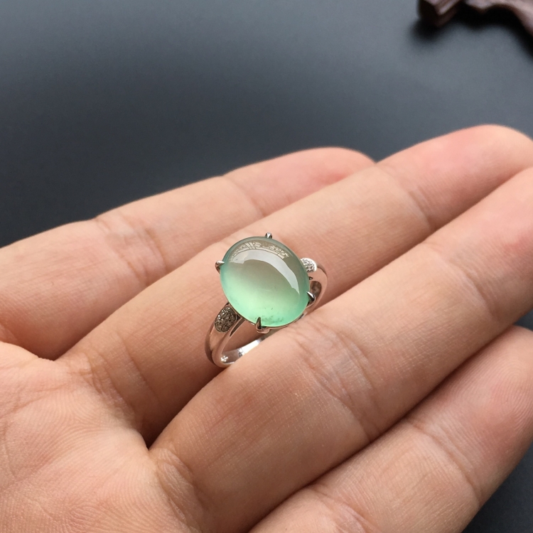 (超值推荐)冰种晴水镶白金钻石戒指