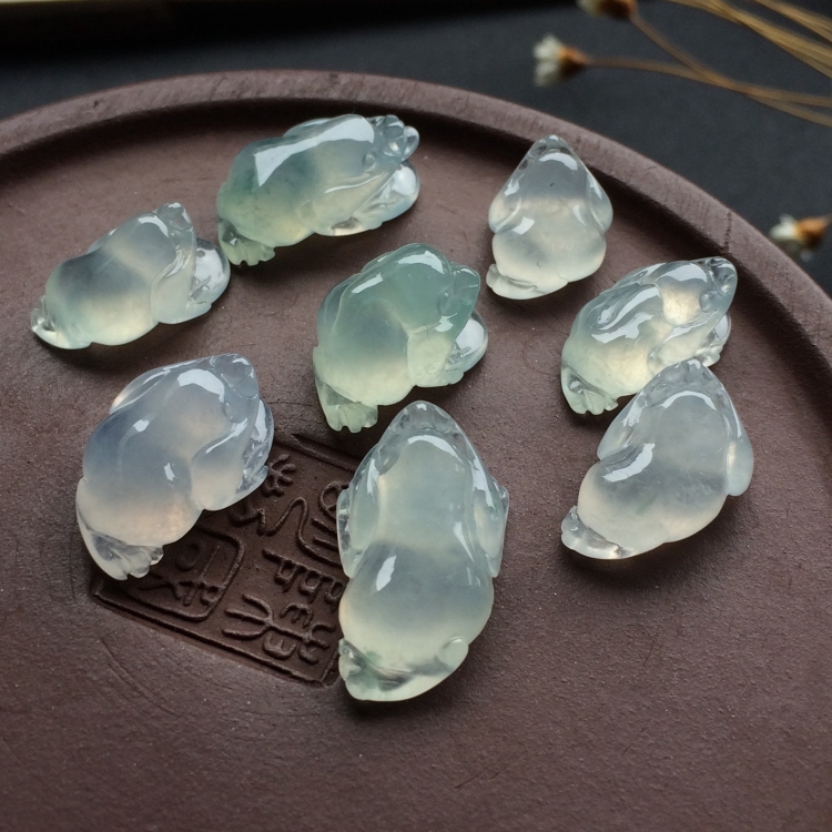 （超值推荐）冰种晴水/飘花金蟾戒面（一批走）